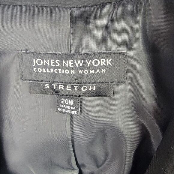 Jones New York Blazer Jacket Womens 22W Black Olivia Stretch Embroidered Lined - Picture 3 of 12